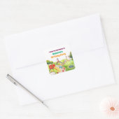 Colorful Playground Birthday Party  Vierkante Sticker (Envelop)