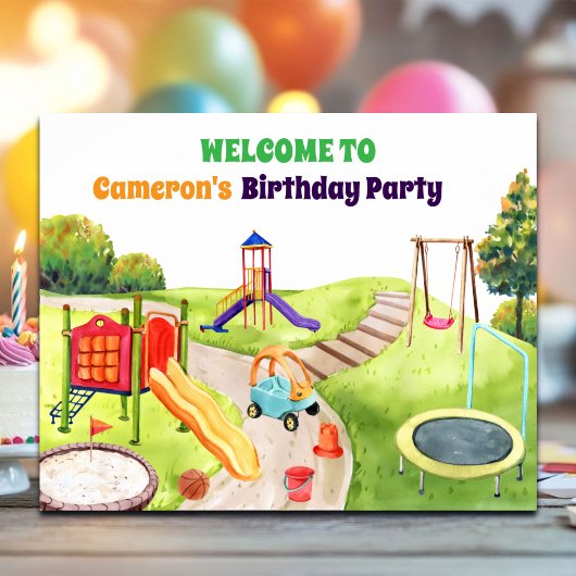Colorful Playground Birthday Party Welcome Poster