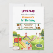 Colorful Playground Party 1st Birthday Invitation Kaart (Voorkant)