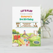 Colorful Playground Party 3rd Birthday Invitation Kaart (Staand voorkant)