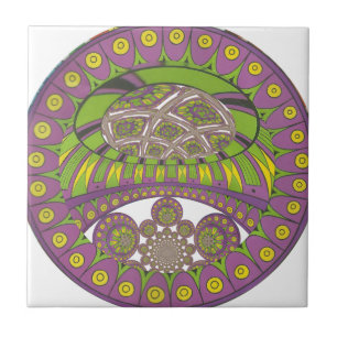 Colorful Plum Yellow lace decoratief etnisch patte Tegeltje