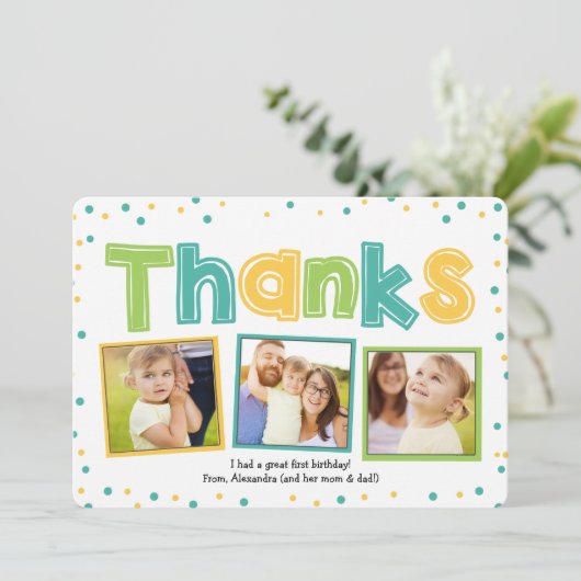 Colorful Polka Dot Bedankt | Hartelijk dank (Staand voorkant)