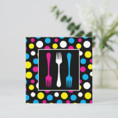 Colorful Polka Dot Birthday Dinner Party Kaart (Staand voorkant)