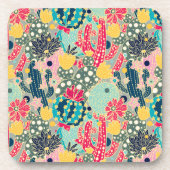 Colorful Polka Dot Cactus Pattern Bier Onderzetter (Voorkant)