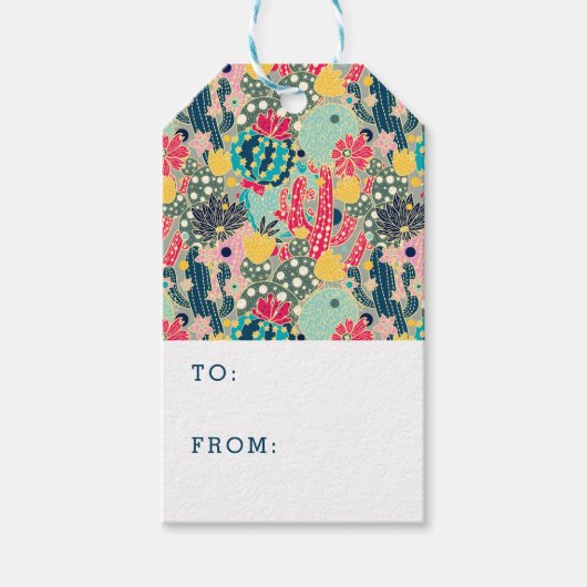 Colorful Polka Dot Cactus Pattern Cadeaulabel (Voorkant)