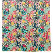 Colorful Polka Dot Cactus Pattern Douchegordijn (Voorkant)