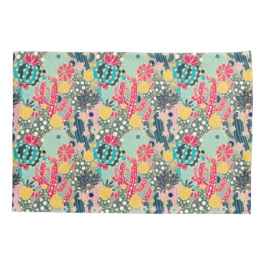 Colorful Polka Dot Cactus Pattern Kussensloop (Achterkant-Links)