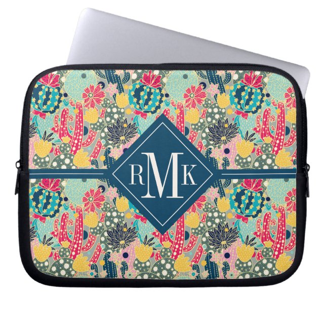 Colorful Polka Dot Cactus Pattern Laptop Sleeve (Voorkant)