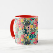 Colorful Polka Dot Cactus Pattern Mok (Voorkant links)