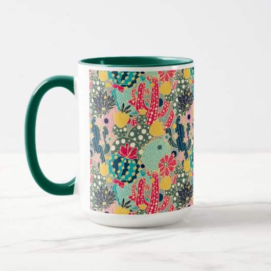 Colorful Polka Dot Cactus Pattern Mok (Links)