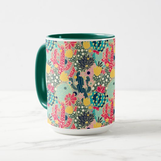 Colorful Polka Dot Cactus Pattern Mok (Voorkant links)