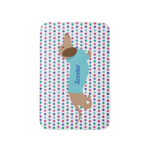 Colorful Polka Dot Dachshund Bath Mat (Voorkant Verticaal)