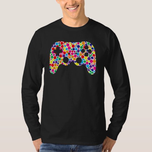 Colorful Polka Dot Game Controller International D T-shirt (Voorkant)