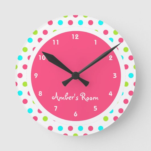 Colorful Polka Dot Kind Bedroom Ronde Klok (Voorkant)