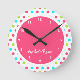 Colorful Polka Dot Kind Bedroom Ronde Klok