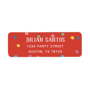 Colorful Polka Dot Kinder Return Address Etiket