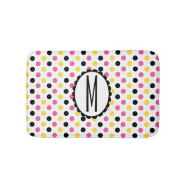 Colorful Polka Dot Monogrammed Bath Mat