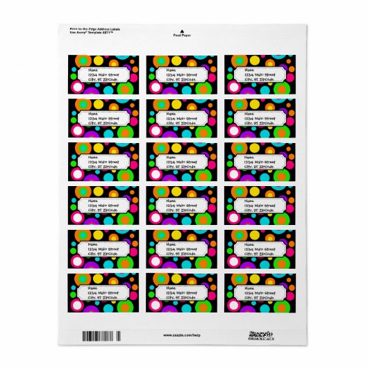 Colorful Polka Dot Pattern Etiket (Full Sheet)