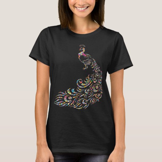 Colorful Polka-dot Peacock T-shirt (Voorkant)