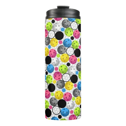 Colorful Polka Dot Pickleballen - Thermosbeker (Voorkant)