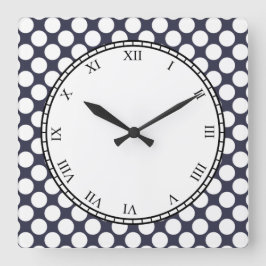 Colorful Polka Dot Roman Cijfers Wit op om het eve Vierkante Klok