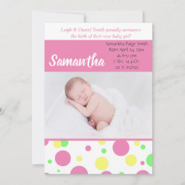 Colorful Polka Dots | Baby Girl Fotogeboorte Aankondiging