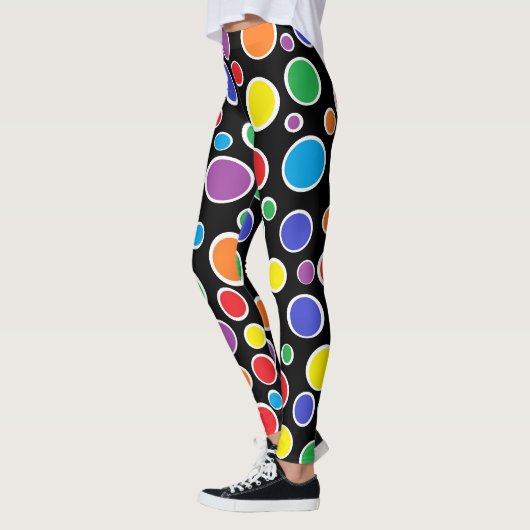 Colorful Polka Dots Black Leggings (Links)