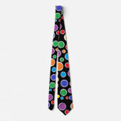 Colorful Polka Dots Black Stropdas (Achterkant)