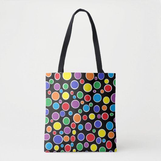 Colorful Polka Dots Black Tote Bag (Voorkant)