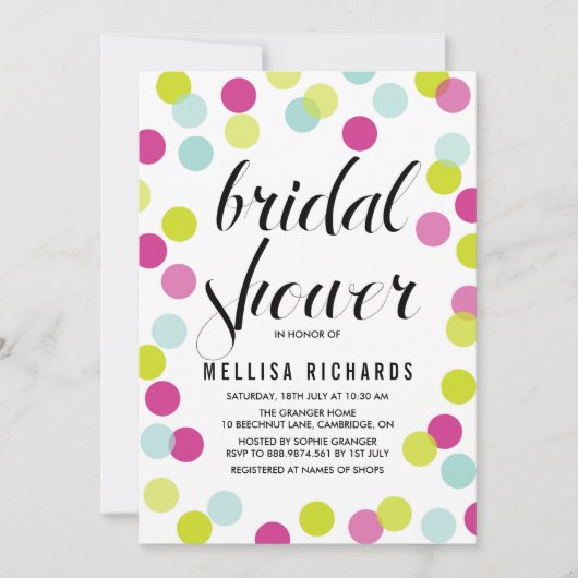 Colorful Polka Dots Bridal Shower Uitnodiging (Voorkant)