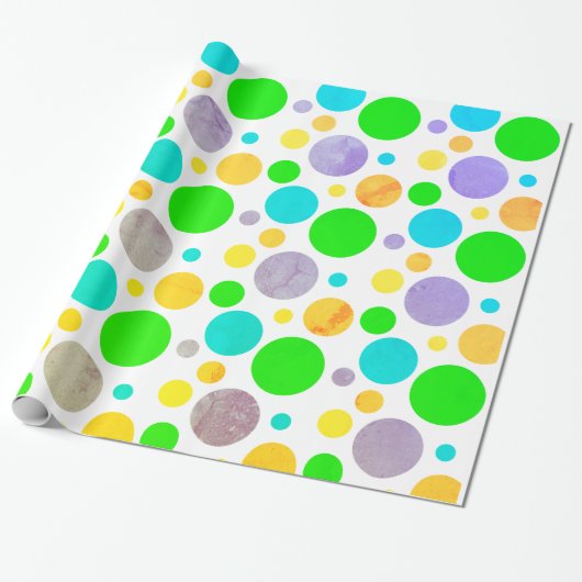 Colorful Polka Dots Cadeaupapier (Uitgerold)