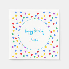 Colorful Polka Dots Confetti Kids Birthday Party Servet
