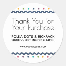 Colorful Polka Dots en Rickrack Business Ronde Sticker