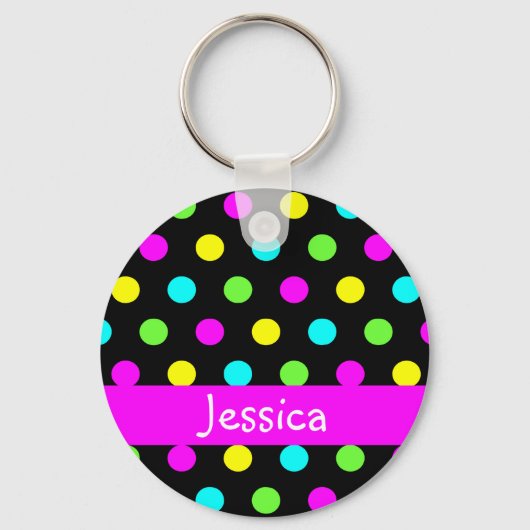 Colorful Polka Dots - Girly Name Sleutelhanger (Voorkant)