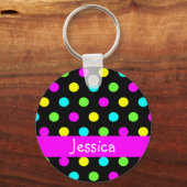 Colorful Polka Dots - Girly Name Sleutelhanger (Voorkant)