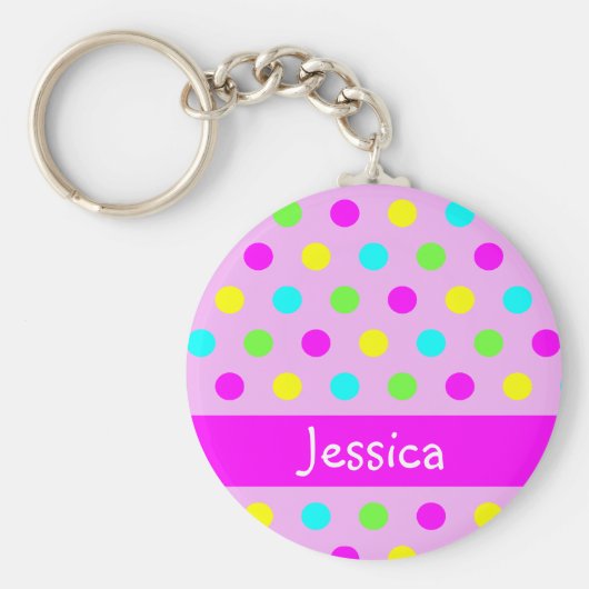 Colorful Polka Dots - Girly Name Sleutelhanger (Voorkant)