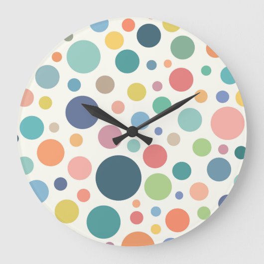 Colorful Polka Dots Grote Klok (Voorkant)