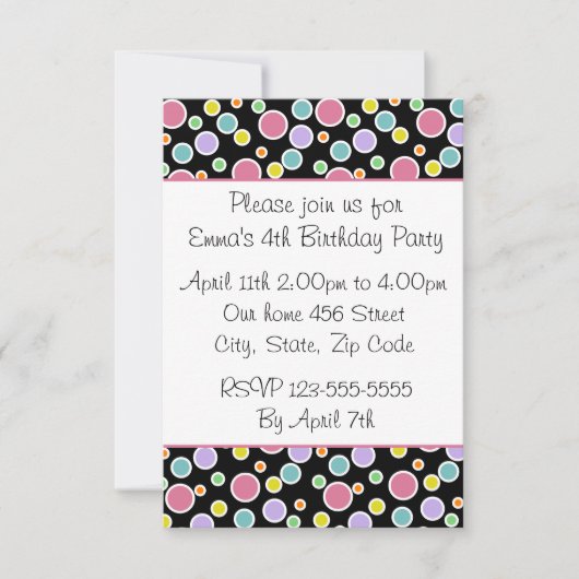Colorful Polka Dots Invitation Kaart (Voorkant)