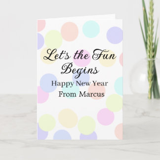 Colorful polka dots let's the fun begins new year  kaart