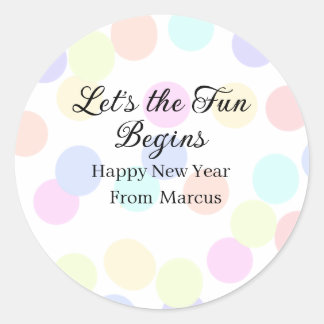 Colorful polka dots let's the fun begins new year  ronde sticker