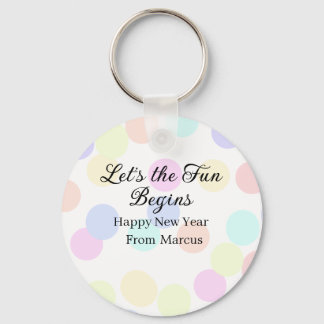 Colorful polka dots let's the fun begins new year  sleutelhanger
