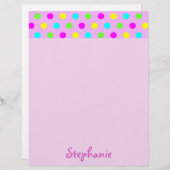 Colorful Polka Dots on Pink Girly Name Briefhoofd (Voorkant / Achterkant)