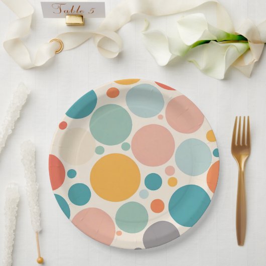 Colorful Polka Dots Papieren Bordje (Huwelijk)