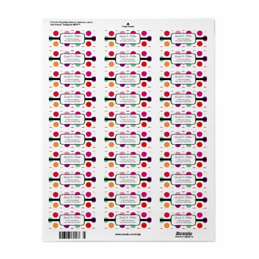 Colorful Polka Dots Pattern Etiket (Full Sheet)