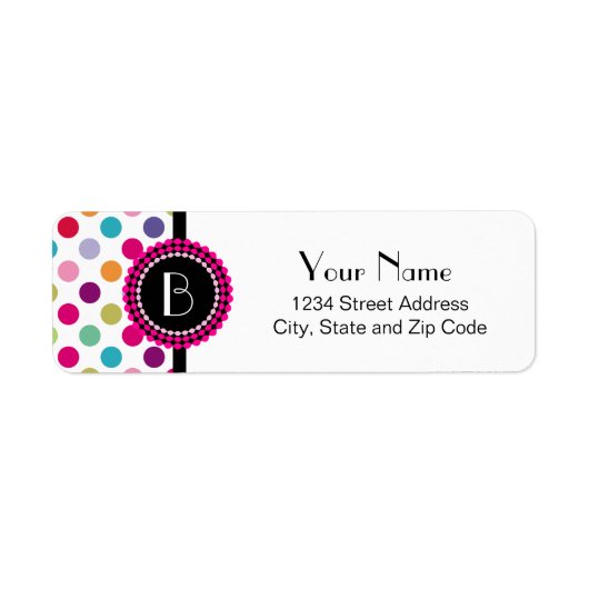 Colorful Polka Dots Pattern met Monogram Etiket (Voorkant)