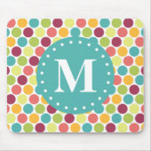 Colorful Polka Dots Pattern met Monogram Muismat (Voorkant)