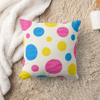 Colorful Polka Dots Pink Blue Yellow Retro Kussen