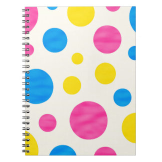 Colorful Polka Dots Pink Blue Yellow Retro Notitieboek