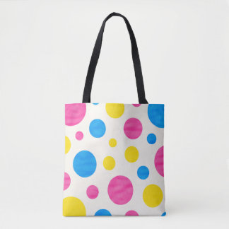 Colorful Polka Dots Pink Blue Yellow Retro Tote Bag
