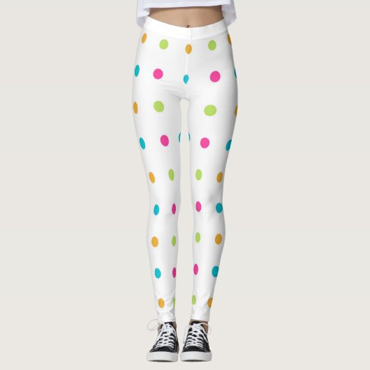 Colorful Polka Dots Spandex Leggings (Voorkant)